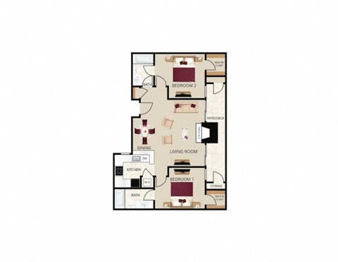 a floor plan of a unit with a bedroom and a living room